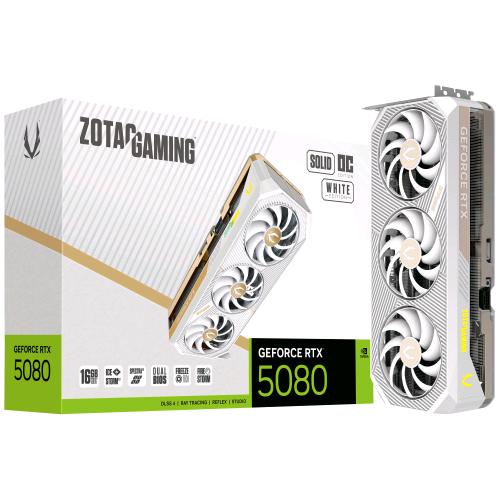 ZOTAC GAMING GEFORCE RTX 5080 SOLID OC WHITE EDITION 16GB GDDR7 DLSS4 TRIPLE FAN
