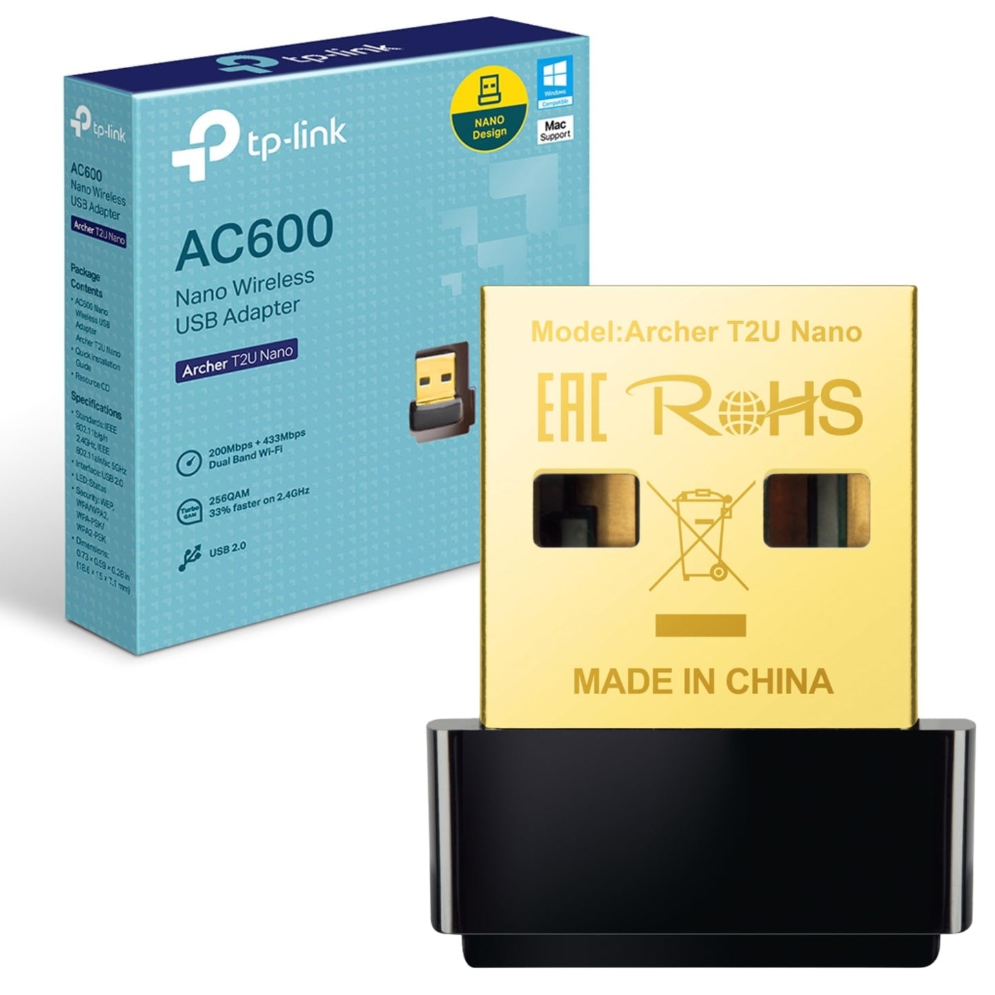 USB ADAPTER 600MBPS WIRELESS TP-LINK ARCHER T2U NANO AC600