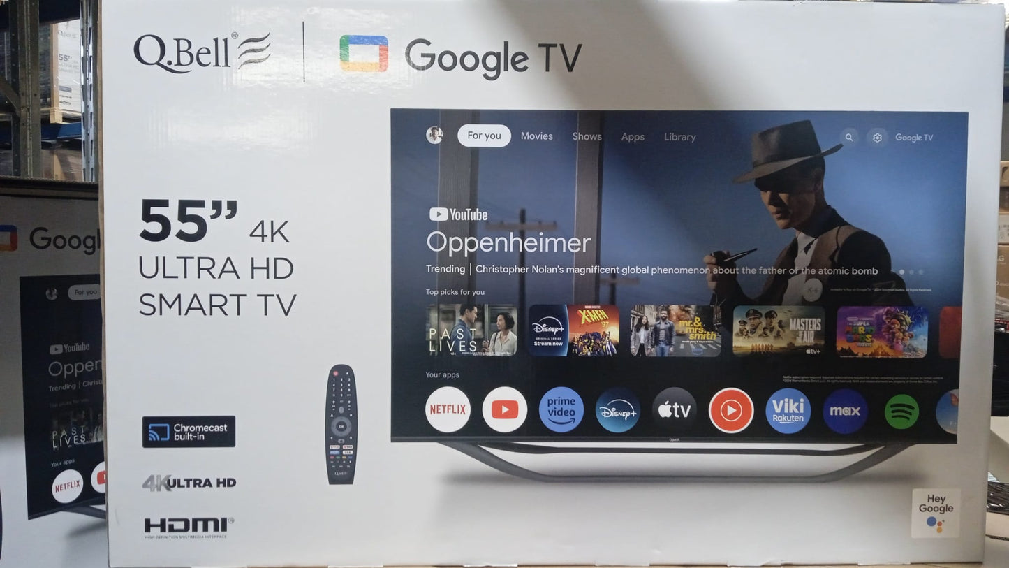 TV LED 55" QBELL 4K QT55UGF9B SMART TV GOOGLE ITALIA BLACK