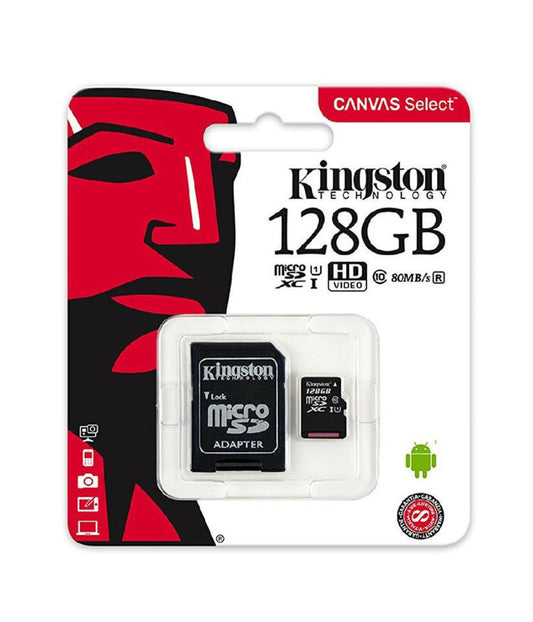 MEMORY CARD MICRO SD/TRANSFLASH 128GB KINGSTON CLASSE 10 A1 SDCE/128GB