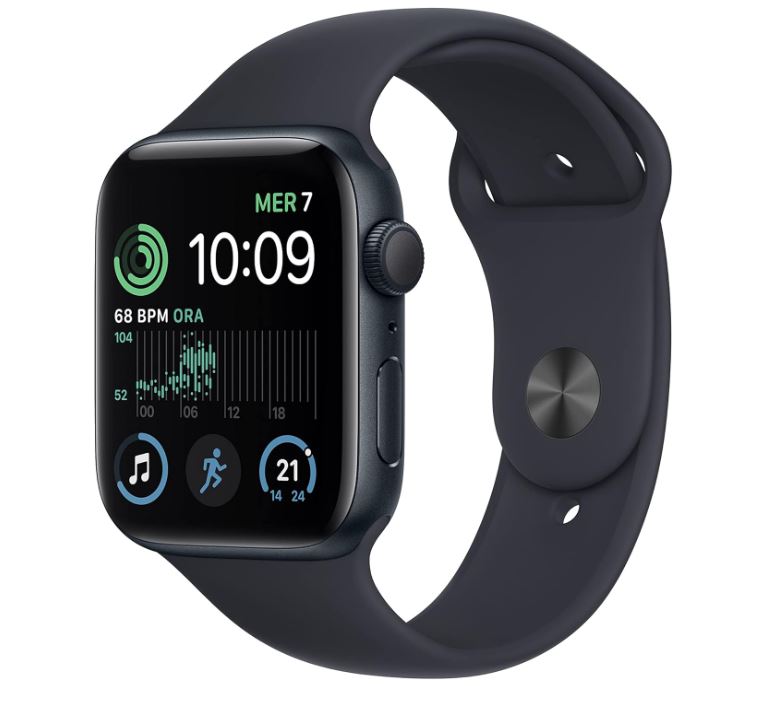 SMARTWATCH APPLE WATCH SE 2 44MM GPS ALLUMINIO MEZZANOTTE CON CINTURINO SPORT ME