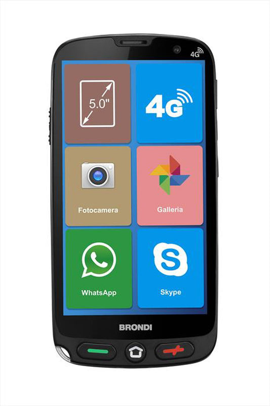 CELLULARE BRONDI AMICO VERO 4G BLACK ITALIA + COVER