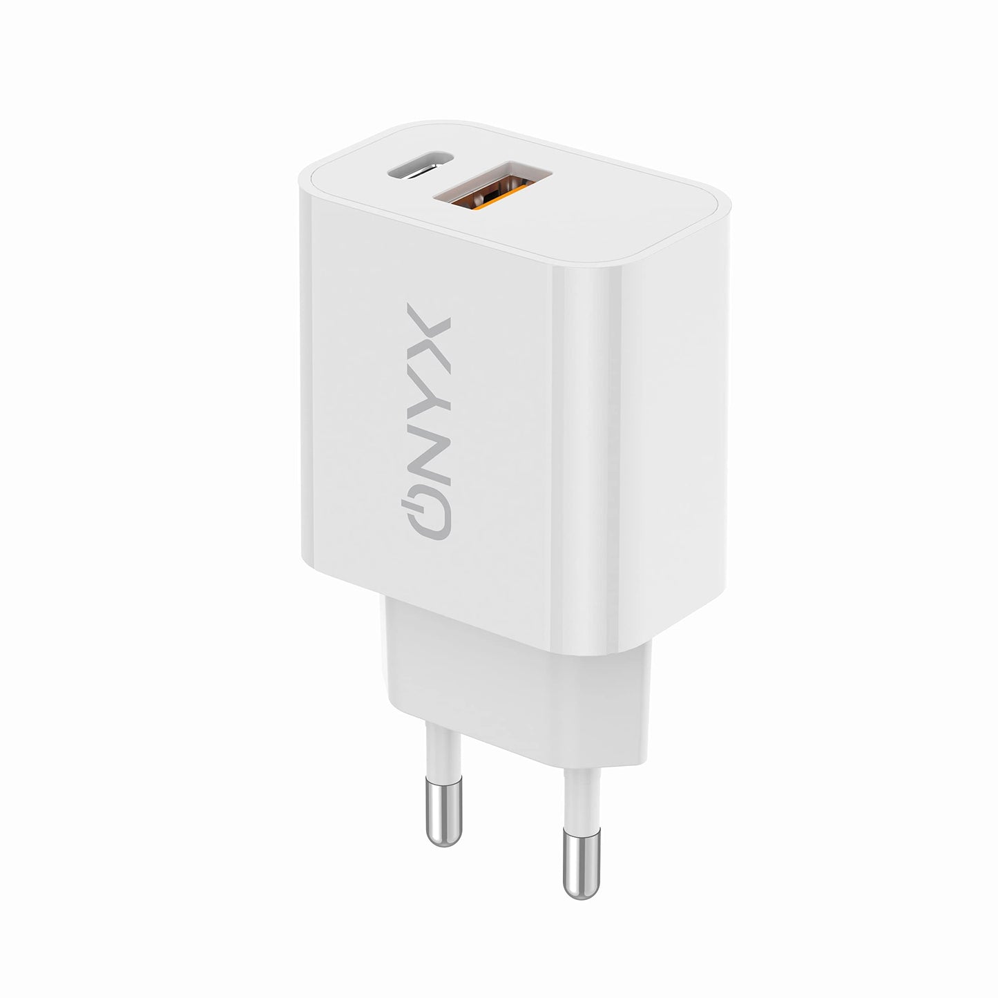 CARICABATTERIA DA RETE RICARICA RAPIDA USB-C + USB-A 20W ONYX CM1 BIANCO
