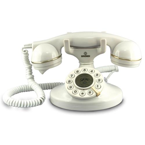 BRONDI VINTAGE 10 TELEFONO STILE VINTAGE CON CAVI IN TESSUTO BIANCO