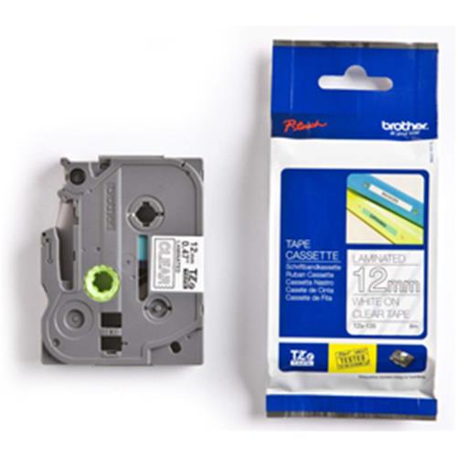 BROTHER TZE135 NASTRO 12MM TRASPARENTE STAMPA BIANCO