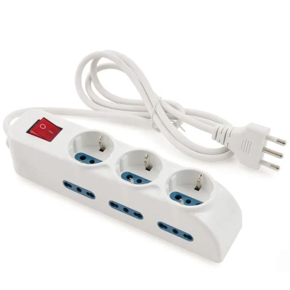 Multipresa 9 posizioni con 3 schuko e 6 bipasso con interruttore