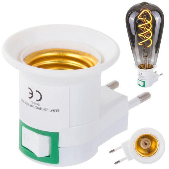 Adattatore per lampadine E27 per presa elettrica con interruttore
