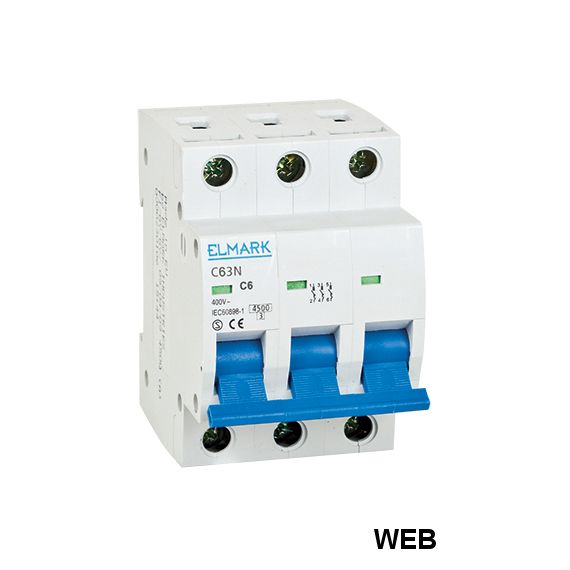 Interruttore magnetotermico 6kA 25A 3P curva C Elmark