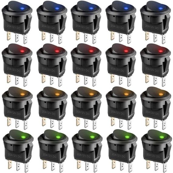 Interruttore a bilanciere luminoso Giallo/Verde/Rosso/Blu confezione 20 pezzi