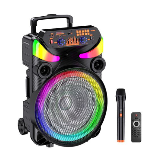 Cassa acustica portatile ricaricabile trolley 15" 40W Luce LED Bluetooth TWS/SD/USB KK-15101