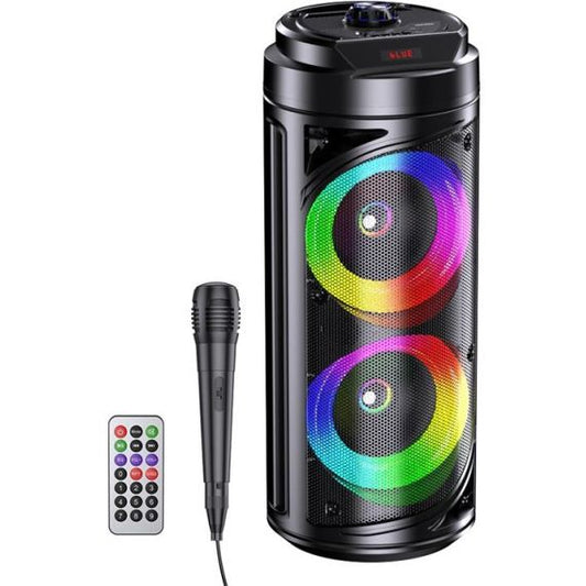Cassa acustica ricaricabile Bluetooth/USB/AUX/Scheda SD con microfono 6.5"x2 20W KK-6201