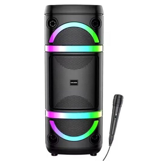 Cassa acustica ricaricabile 2x8" 40W luci LED Bluetooth/FM/USB con microfono