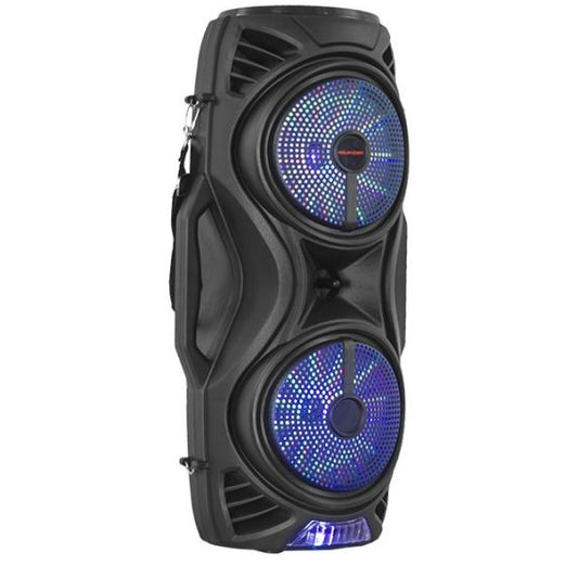 Cassa acustica portatile con tracolla 2x6.5" 40W Luce LED Bluetooth/Radio/USB
