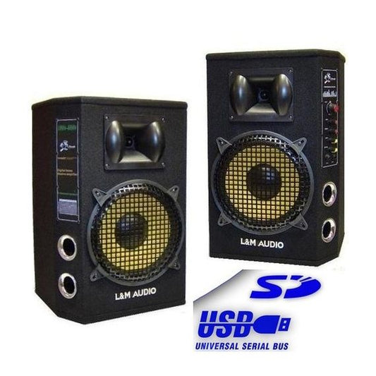Coppia casse  acustiche 8" 200W USB/SD/Bluetooth