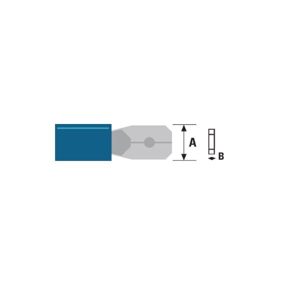 Connettore Fast On 6.3mm Maschio Blu