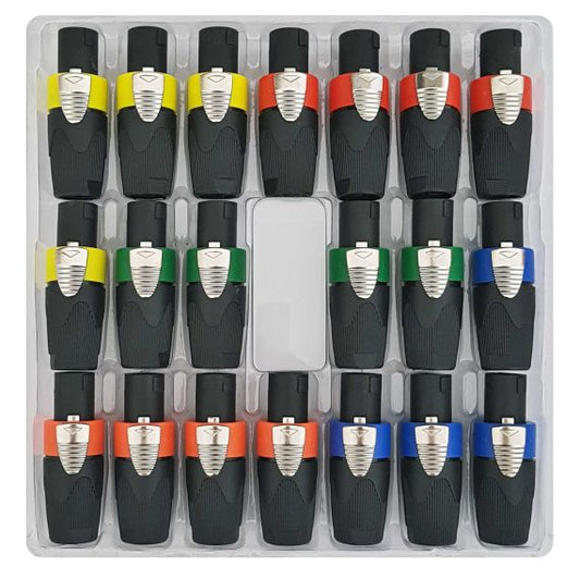 Blister 20 connettori Speakon 4 poli maschio - 4 colori