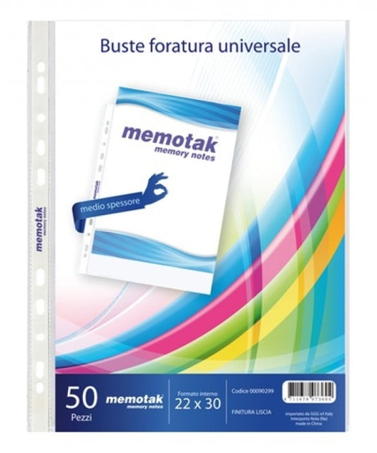 BUSTE FORATE TRASPARENTI 22X30 (50 PEZZI)