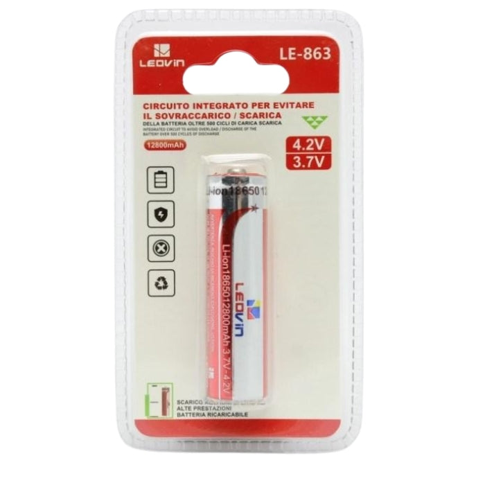 BATTERIA AL LITIO 3.7V/4.2V 12800MAH 18650 CON PIN POSITIVO ALTO (LE-863)