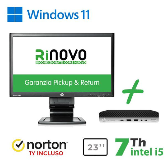 BUNDLE PC ULTRA MINI HP 600-800 G3 INTEL CORE I5-7GEN. + MONITOR HP 23" LA2306X