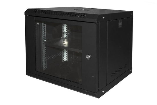 (OUTLET) ARMADIO RACK DA MURO PER RETI 19" 9U 450X400X530 CON RIPIANO (LK1909UNL