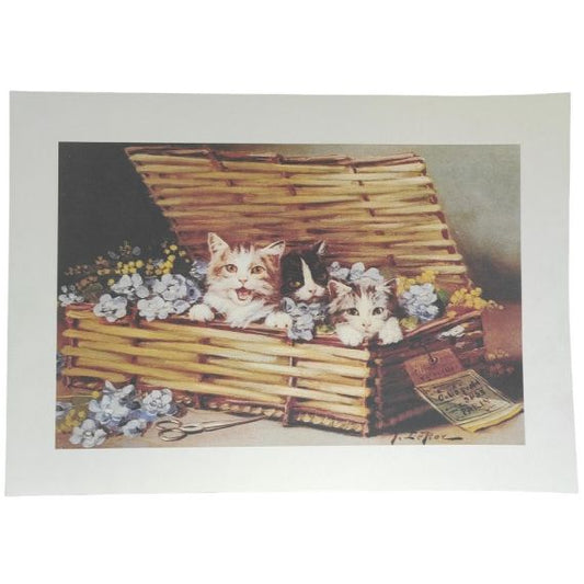 Stampa 35x25cm Gatti dentro cesta con fiori