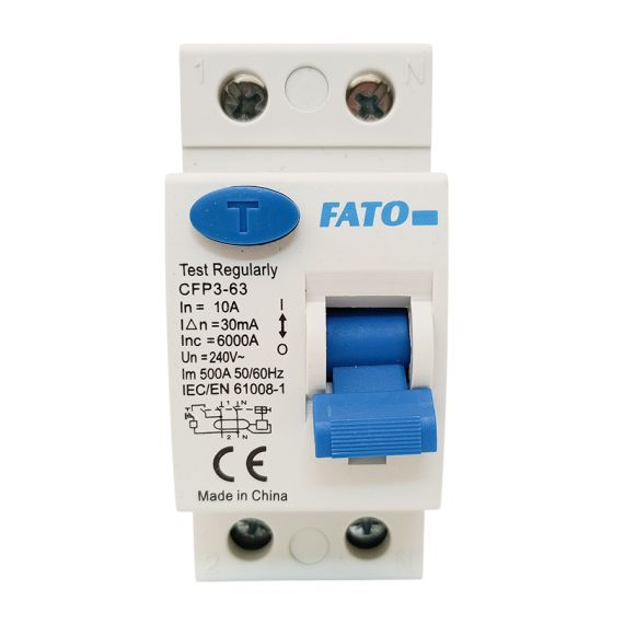 Interruttore magnetotermico differenziale 2 Poli 10A 30mA FATO