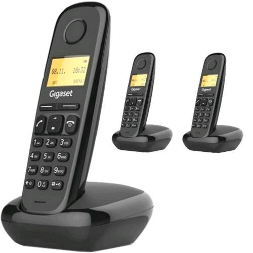 GIGASET A170 TRIO CORDLESS DECT + 2 AGGIUNTIVI COLORE NERO