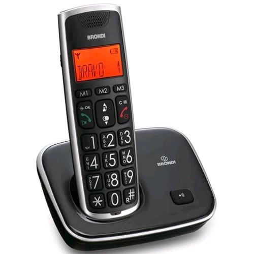 BRONDI BRAVO GOLD 2 TELEFONO CORDLESS DECT VIVAVOCE COLORE NERO
