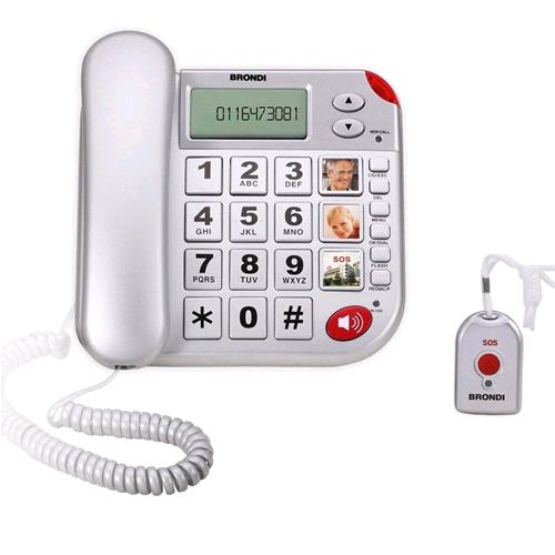 BRONDI SUPER BRAVO PLUS TELEFONO ANALOGICO CON TELECOMANDO SOS ARGENTO