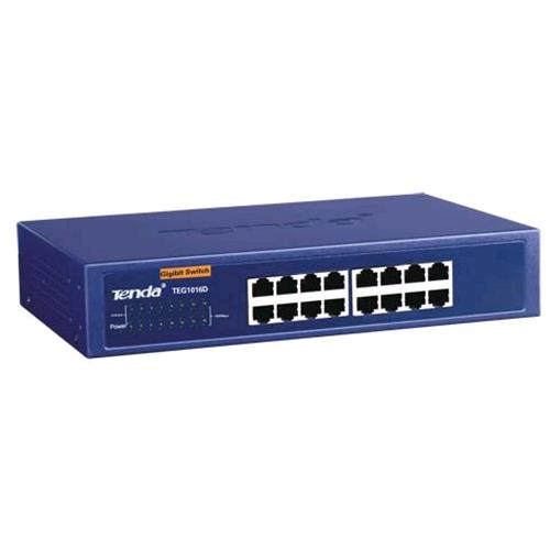 TENDA TEG1016D SWITCH 16P LAN GIGABIT DESKTOP 10/100/1000MBPS RJ45 13INCH CASE M