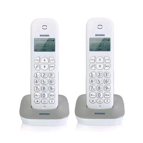 BRONDI GALA TWIN TELEFONO 2 CORDLESS DECT RUBRICA ID CHIAMATE SVEGLIA 7H AUTONOM