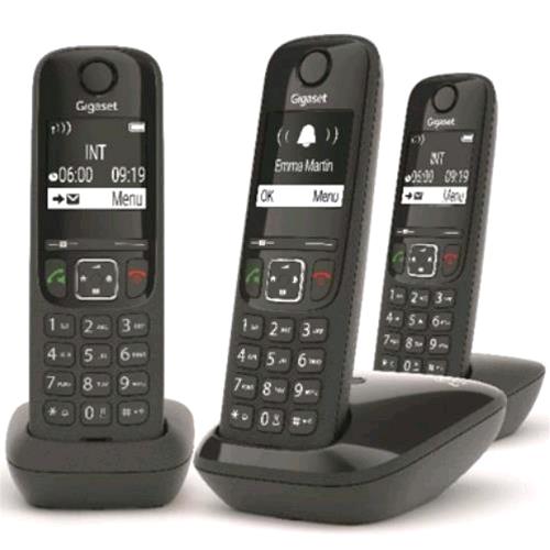 GIGASET AS690 TRIO CORDLESS DECT + 2 AGGIUNTIVI BLACK