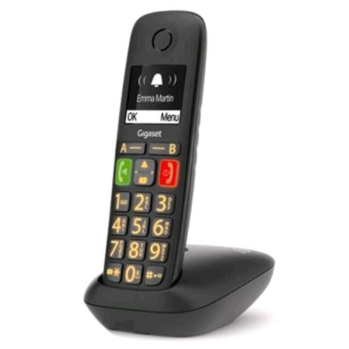 GIGASET E290 CORDLESS SENIOR DECT 2 TASTI CHIAMATA RAPIDA BLACK