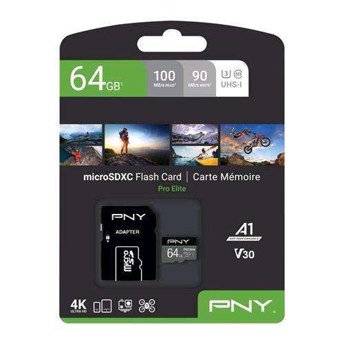 PNY ELITE PRO 64GB MICRO SDXC CLASSE 10 UHS-I + ADATTATORE SD