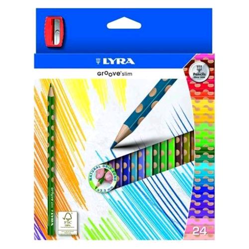 LYRA GROOVE SLIM PASTELLI 3.3 mm COLORI ASSORTITI + TEMPERINO CONF. 24 Pz.