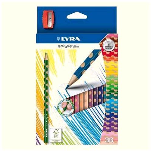 LYRA GROOVE SLIM PASTELLI 3.3 mm COLORI ASSORTITI + TEMPERINO CONF. 36 Pz.