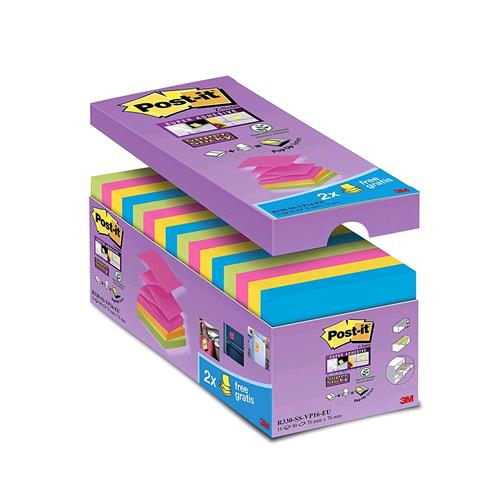 3M POST-IT SUPER STICKY BLOCCHETTI 90 FOGLI POST-IT 76MMx76MM COLORI ASSORTITI C