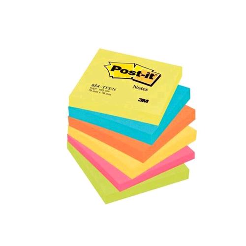 3M POST-IT 654-TFEN BLOCCHETTI 100 FOGLI POST-IT 76MMx76MM COLORI ASSORTITI CONF