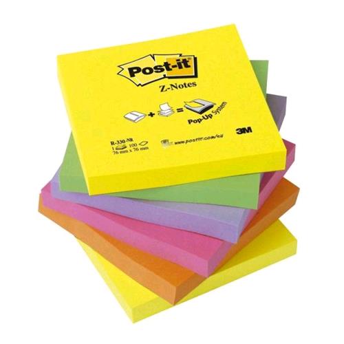 3M POST-IT Z NOTE BLOCCHETTI 100 FOGLI POST-IT 76MMx76MM COLORI ASSORTITI CONF.