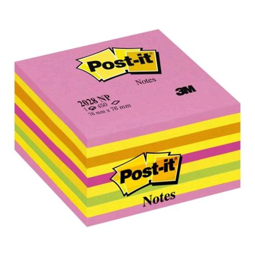 3M CUBO POST-IT NEON 2028-NP 450 FOGLI POST-IT 76MMx76MM COLORI ASSORTITI