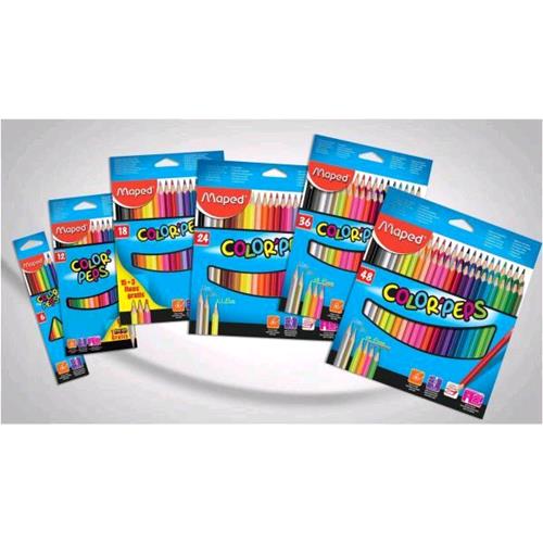 MAPED COLOR'PEPS PASTELLI TRIANGOLARI 2.9 mm COLORI ASSORTITI CONF 12 Pz.