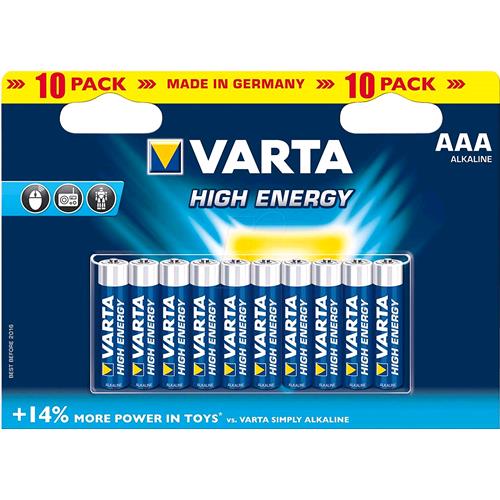 VARTA HIGH ENERGY BATTERIA MINISTILO AAA LR03 1.5 V CONF 10 Pz.