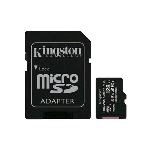 KINGSTON CANVAS SELECT PLUS 128GB MICROSDXC CLASSE 10 UHS-I + ADATTATORE
