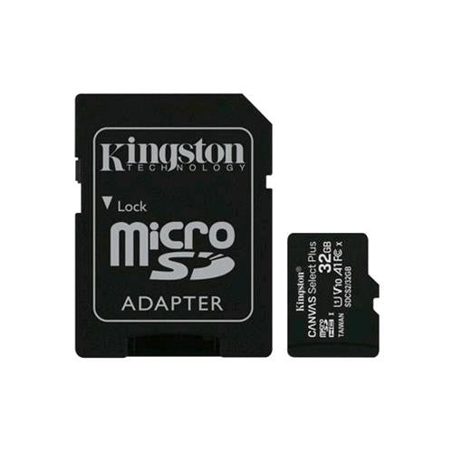KINGSTON CANVAS SELECT PLUS 32GB MICRO SDHC CLASSE 10 UHS-I + ADATTATORE