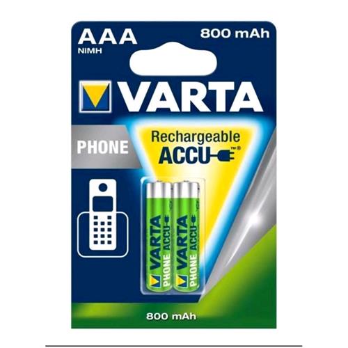 VARTA PHONE POWER BATTERIA MINI STILO AAA 800 mAh RICARICABILE BLISTER 2 Pz.