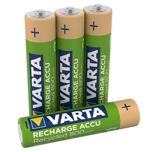 VARTA RECYCLED BATTERIE MINI STILO AAA 800 mAh RICARICABILI CONF 4 Pz.