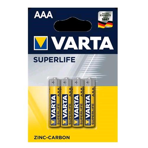 VARTA SUPERLIFE BATTERIA ZINCO CARBONE MINISTILO AAA 1.5 V CONF 4 Pz.
