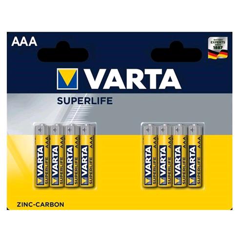 VARTA SUPERLIFE BATTERIA ZINCO CARBONE MINISTILO AAA 1.5 V CONF 8 Pz.