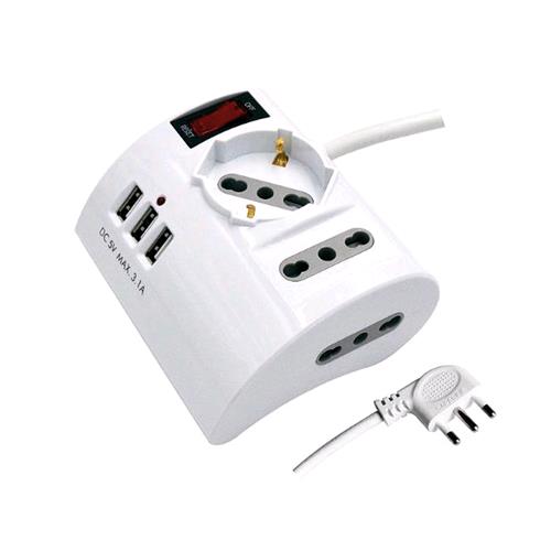 MEDIACOM M-PM3DKUSB MULTIPRESA DA SCRIVANIA 3 POSTI DI CUI UNA SHUKO + 3 USB CON