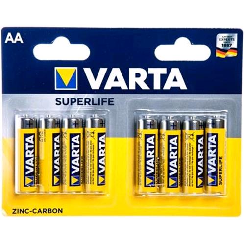 VARTA SUPERLIFE BATTERIA ZINCO CARBONE STILO AA 1.5 V CONF 8 Pz.